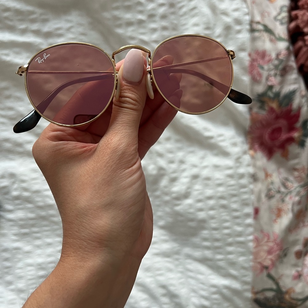 Ray-Ban Gold and Pink Vintage-Inspired Sunglasses